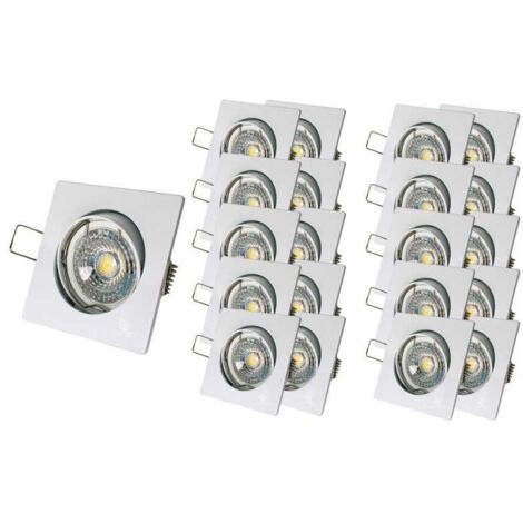 Lot de 20 Spot led carré blanc 230v 38° blanc chaud