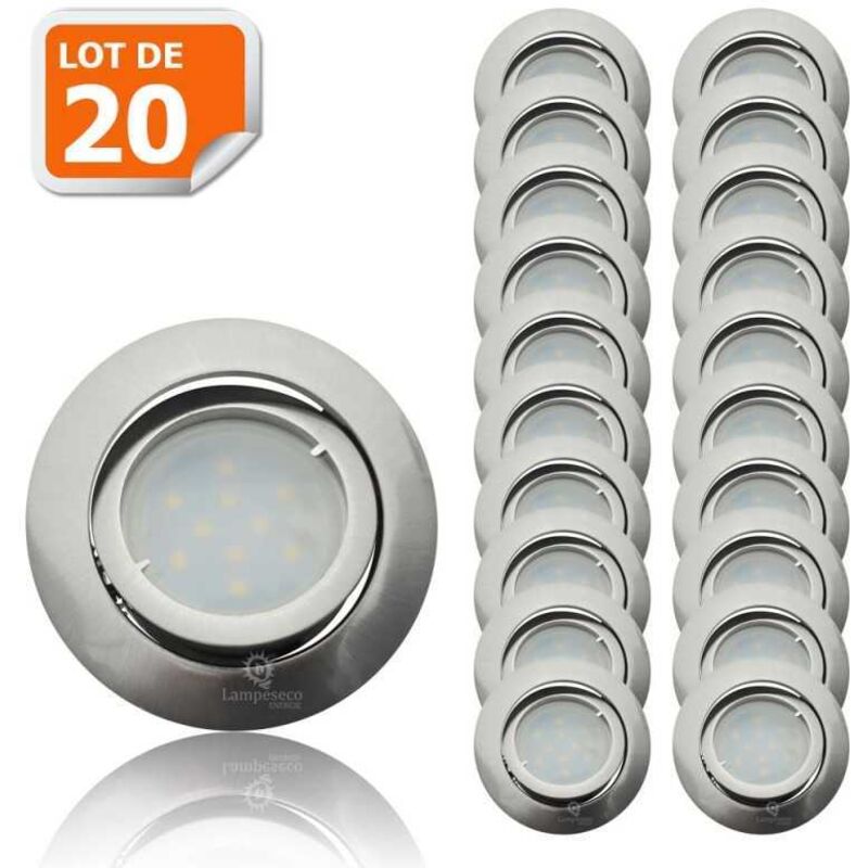 Lot de 25 Spot Led Encastrable Complete Satin Orientable lumière Blanc Neutre eq. 50W ref.895