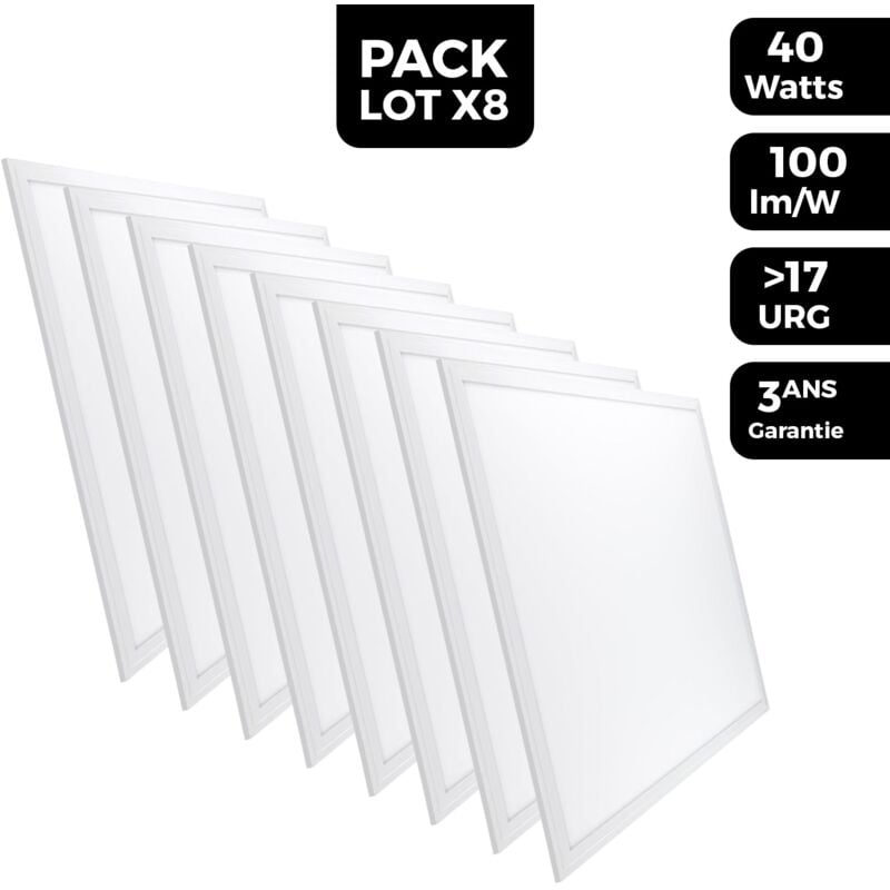 Dalle LED 600x600 40W lot de 8 pcs Blanc Neutre 4000k Haute