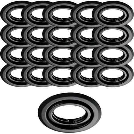 Lot de 20 Spots encastrables orientables Noir Mat avec GU10 LED de 5W eqv. 50W Blanc Chaud 3000K