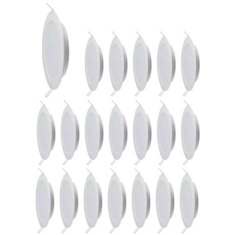 Lot de 20 Spots LED Encastrables Extra-plat D205 18W Rond Blanc Avec Transfo V-TAC VT-61018 - Blanc chaud - 3000K