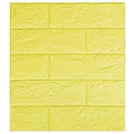 Lot de 20 stickers muraux 3D, série 35 x 38,5 cm, brique en mousse autocollante, décoration de chambre, papier peint à faire soi-même, décoration murale, jaune