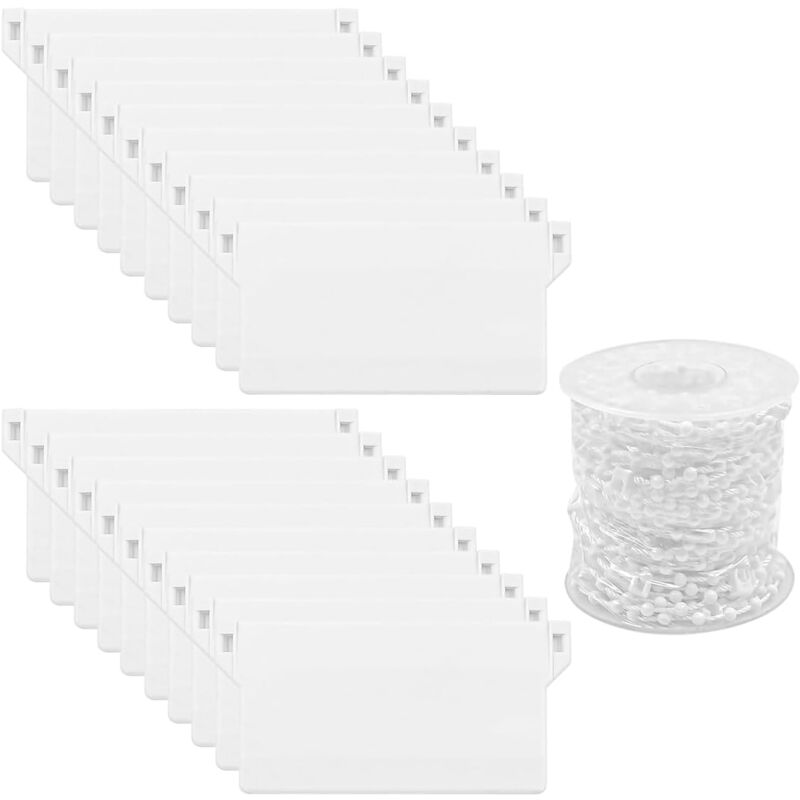 Treetalk - Lot de 20 stores verticaux et 10 mètres de chaîne blanche 89 mm pour rideaux de porte et fenêtre