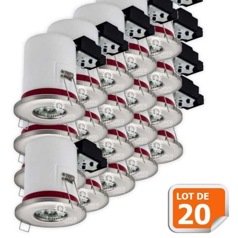 Lot de 20 Support de spot bbc Etanche IP65 Inox 87mm avec douille GU10 automatique ref. 830