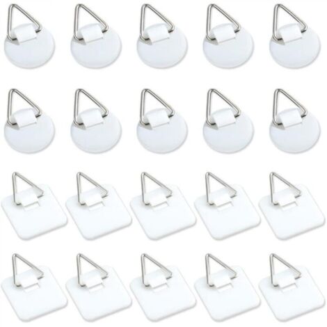 Lot de 20 supports adhésifs invisibles de 2,5 cm, supports verticaux adhésifs pour plaques murales, plaques murales pour assiettes, tableaux, art décoratif (blanc)
