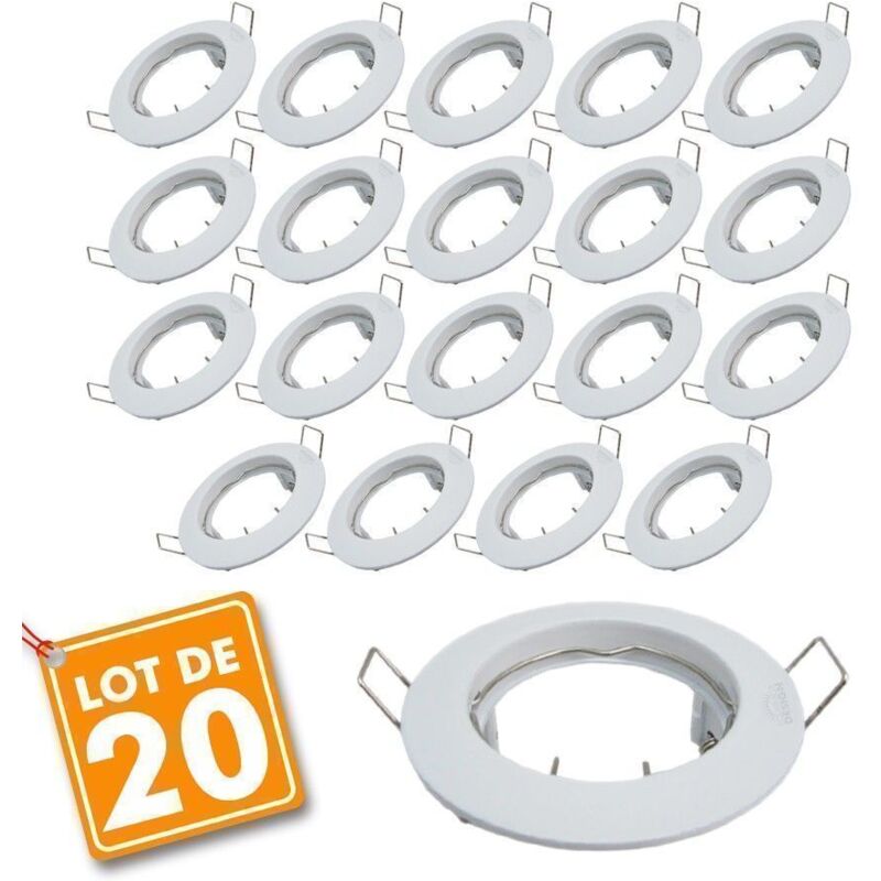 No Brand - Lot de 20 supports encastrable fixe blanc D77