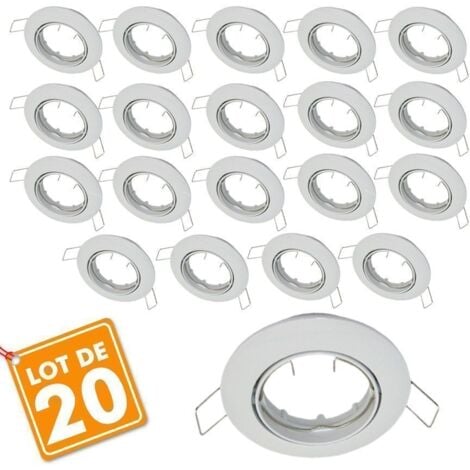 Lot de 20 supports encastrable orientable blanc D82