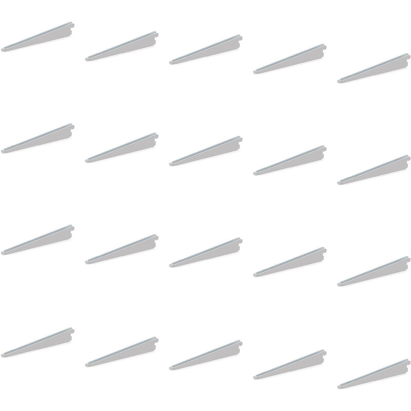 Lot de 20 supports d'étagères en bois Jagmet, pas du profil 32mm, longueur 220mm, Acier, Blanc - Emuca