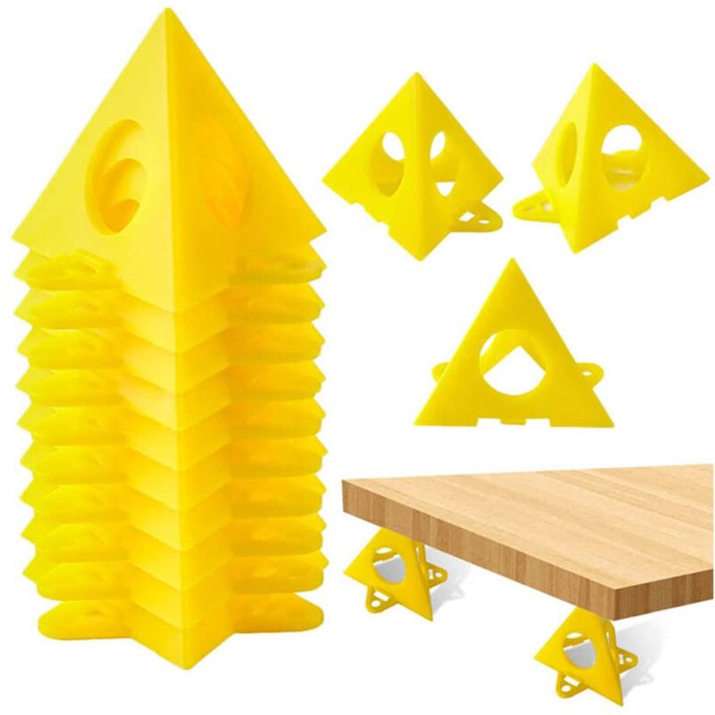 Lot de 20 supports pyramidaux triangulaires, rehausseurs de porte d'armoire, cône jaune, rehausseurs de porte en toile, support de support, peinture,