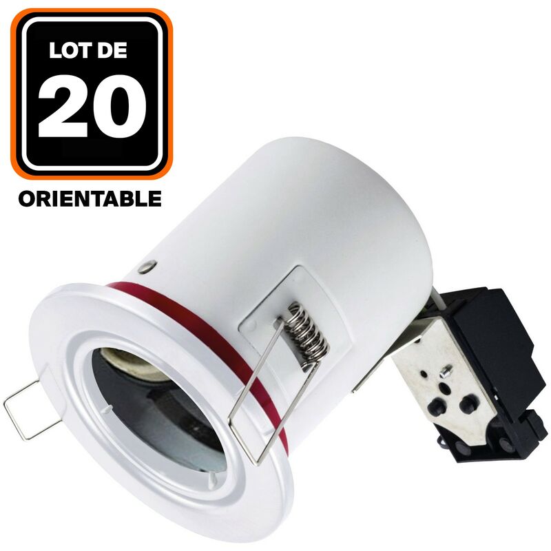 

Lot de 20 Supports Spot BBC Orientable Blanc IP20 avec Douille GU10