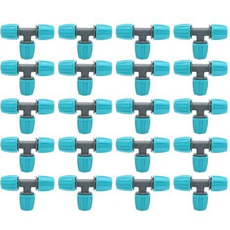 Lot de 20 té tuyau connecteur 16mm en PE – Raccord rapide pour irrigation – Dimensions 9.3x6 cm – Résistant à l'usure et à la corrosion
