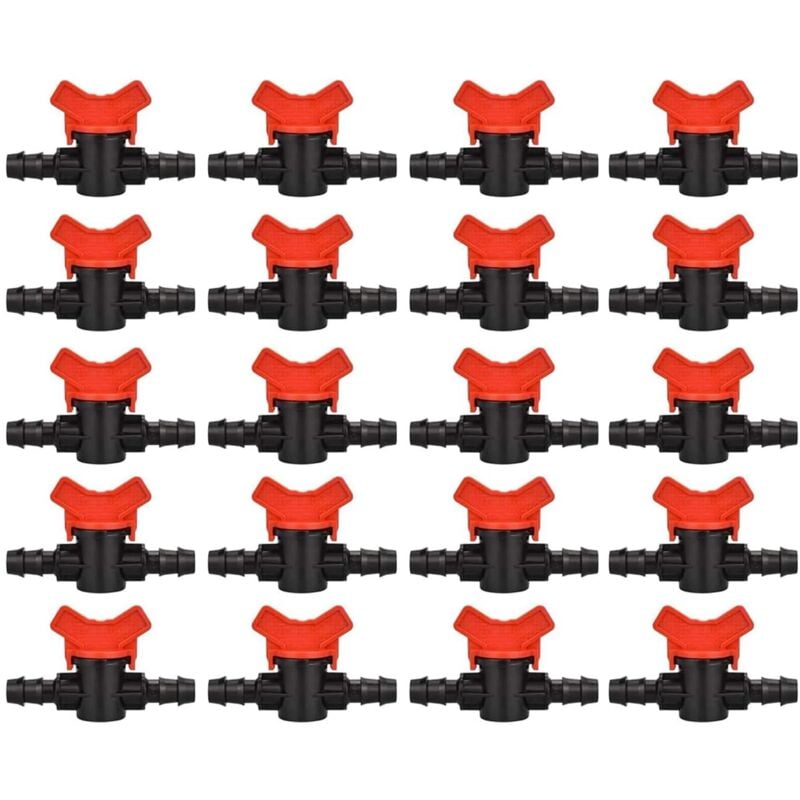 Lot de 20 Vanne Commutation d'Irrigation, Robinet d'arrosage goutte à goutte 16mm, valve 16 mm