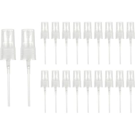 Lot de 20 vaporisateurs à brume fine de rechange pour bouteilles en PET de calibre 18, pour huiles essentielles, soins capillaires, beauté à la maison, transparent
