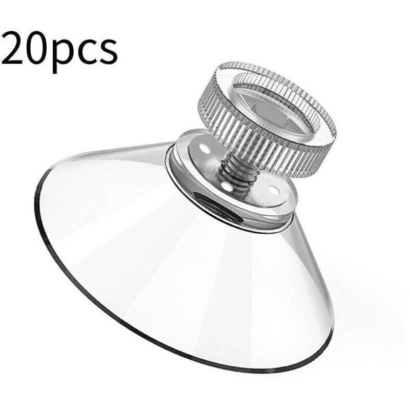 Lot de 20 Ventouses avec Filetage et Écrous Moleté M4, Ventouse Filetée Transparente Ø 40 mm, Ventouse Vitre sans Percer pour Voiture, Décoration,