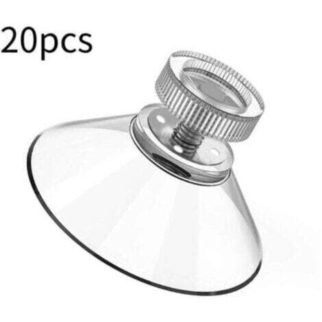Lot de 20 Ventouses avec Filetage et Écrous Moleté M5, Ventouse Filetée Transparente Ø 40 mm, Ventouse Vitre sans Percer pour Voiture, Décoration, Suspension