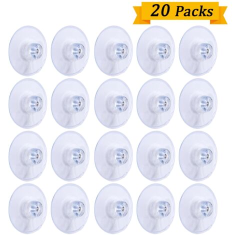 Lot de 20 ventouses en PVC de 45 mm de large, sans crochets, transparentes.