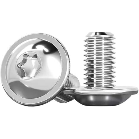 Lot de 20 vis à tête plate avec bride - Vis Torx M4 x 10 mm - Vis à tête bombée ISO 7380-2 - Vis à bride en acier inoxydable A2 V2A - Filetage complet