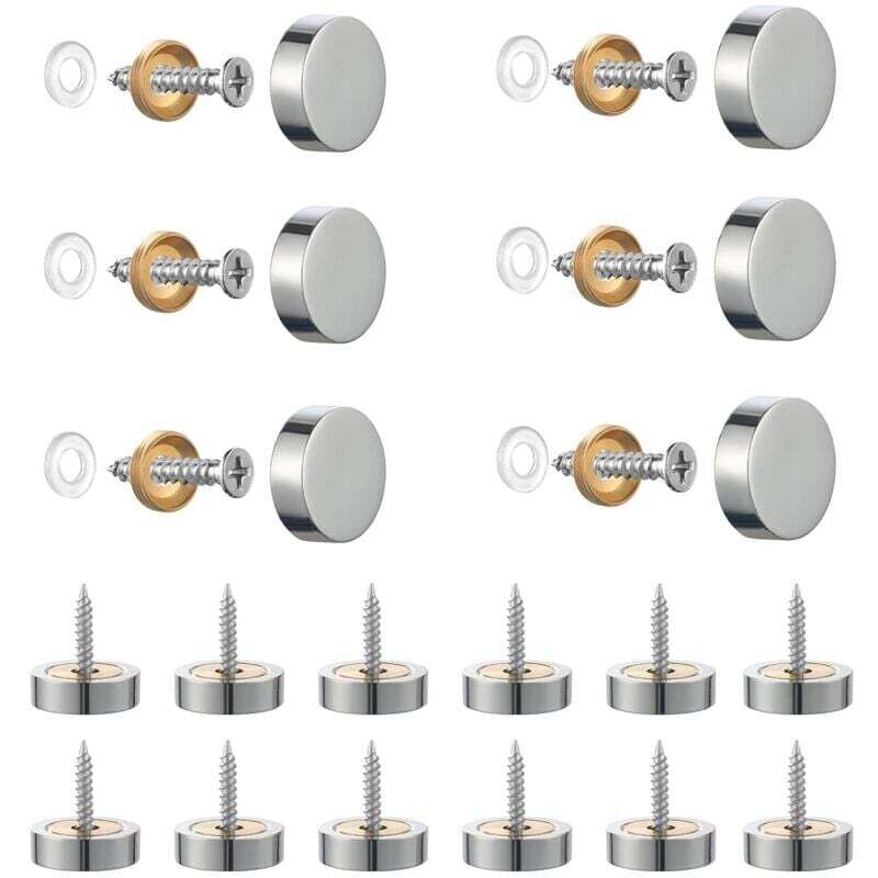 Lot de 20 vis en acier inoxydable brossé avec capuchons décoratifs pour miroirs, tables, assiettes, armoires, panneaux en verre Argenté 14 mm