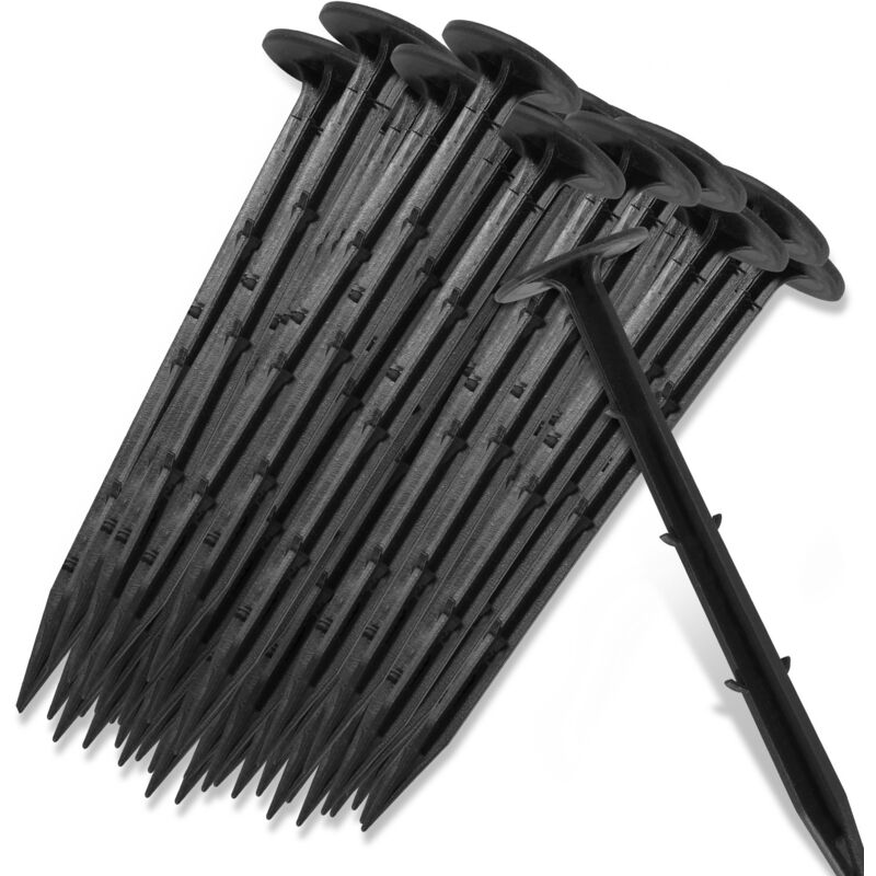Lot de 200-1000 piquets de fixation terre - l. 15 cm - Plastique - Noir (200 Piquets)