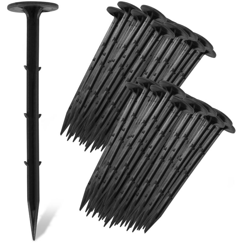 Lot de 200-1000 piquets de fixation terre - l. 15 cm - Plastique - Noir (600 Piquets)