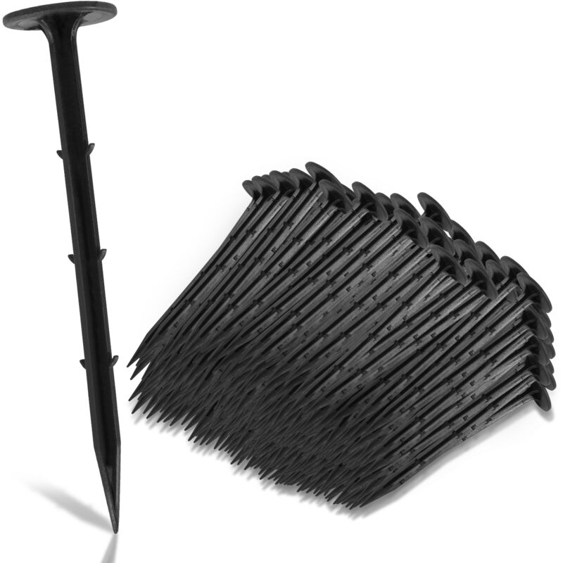 Lot de 200-1000 piquets de fixation terre - l. 15 cm - Plastique - Noir (800 Piquets)