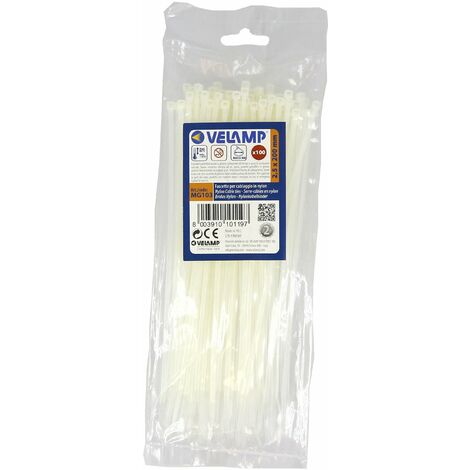 Lot de 200 colliers de fixation en nylon Blanc - 2,5 x 200 - Velamp