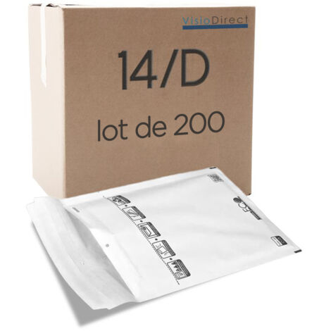 Lot de 200 enveloppe à bulles pour expedition D/4 20 x 27,5cm dimensions interieur 180 x 265 mm blanche pochettes matelassées