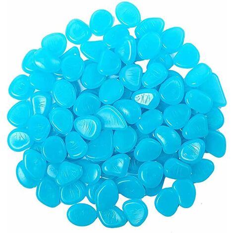 Lot de 200 galets lumineux multicolores pour aquarium, galets fluorescents pour allées, décoration d'extérieur, aquarium, jardin (bleu)