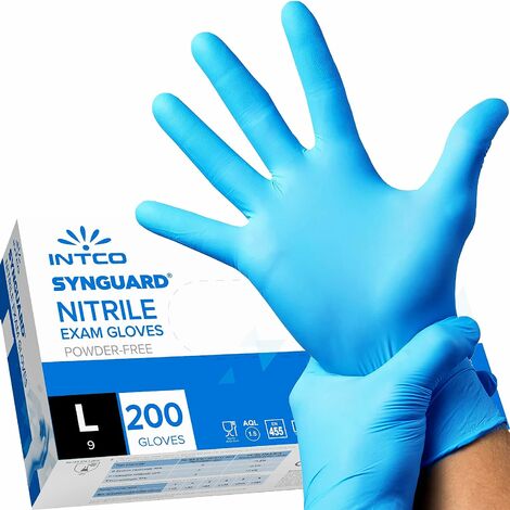 Lot de 200 gants en L sans poudre, sans latex, hypoallergéniques, certifiés CE conformes à la norme EN455 Gants alimentaires jetables (taille L) bleu lac