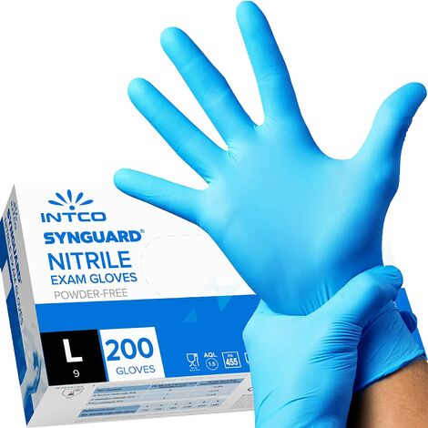 Lot de 200 gants en L sans poudre, sans latex, hypoallergéniques, certifiés CE conformes à la norme EN455 Gants alimentaires jetables (taille L) bleu lac Adélala