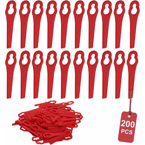 Lot de 200 Lames de Rechange en Plastique pour Coupe-Bordure Rouge Lames de Tondeuse Lame Plastique Coupe Bordure
