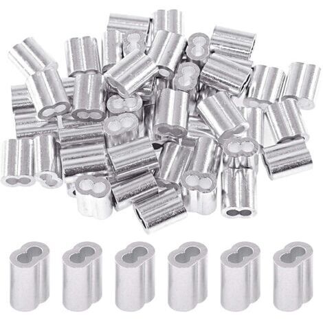 Lot de 200 manchons à sertir en aluminium 2,5 mm pour câble métallique et câble (200 pièces)