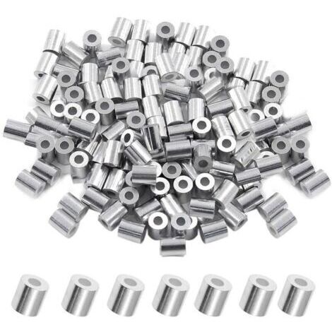 Lot de 200 manchons d'arrêt ronds pour câble en aluminium de diamètre M2,5 (2,5 mm).