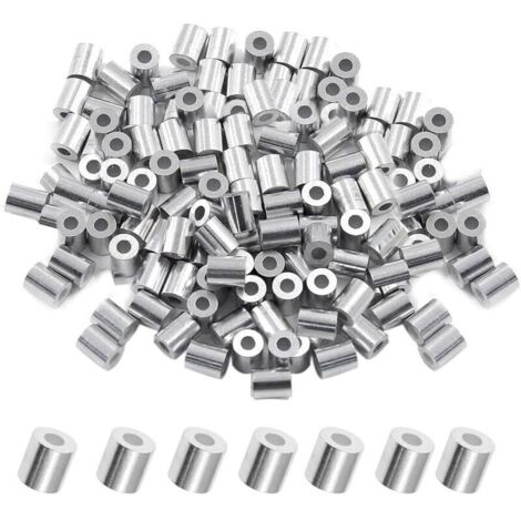 Lot de 200 manchons d'arrêt ronds pour câble métallique de diamètre en aluminium (M2,5, 2,5 mm)