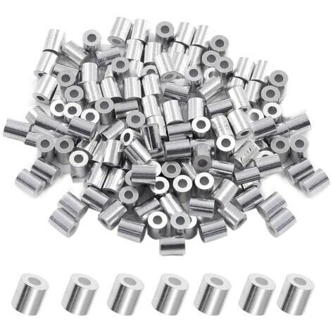Lot de 200 manchons d'arrêt ronds pour câble métallique de diamètre en aluminium (M2,5, 2,5 mm)