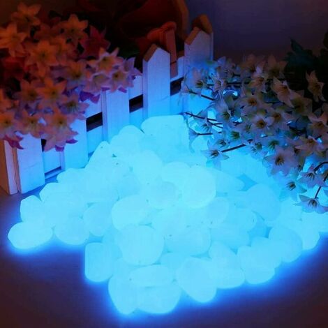 Lot de 200 pierres lumineuses bleues - 200 pièces - Pierres décoratives pour le jardin, les routes, la décoration en plein air, les aquariums, les allées Cisea