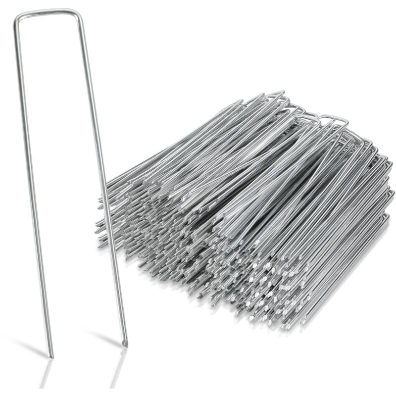 Einfeben - Lot de 200 Piquets de fixation, 15x2.5cm Ø2,8mm, sardines pour tente, piquet ancrage sol jardin, Acier Galvanisé