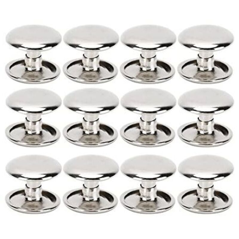 Lot de 200 rivets tubulaires en métal à double tête pour cuir, réparation, sacs, ceintures, chaussures, couture, décoration, 12 x 10 mm (argent)