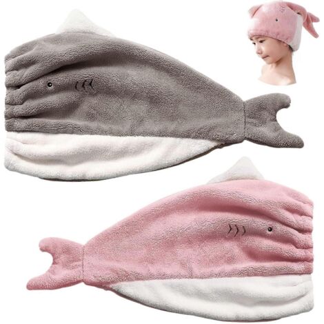 Lot de 20242 serviettes de séchage en microfibre ultra-absorbantes, brodées, en velours corail, pour cheveux mouillés.