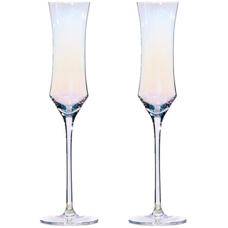 Lot de 20242 verres à champagne en cristal soufflé, coupes arc-en-ciel, parfaits pour un mariage ou Noël.