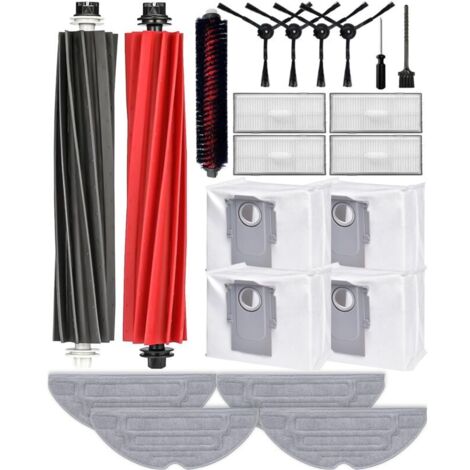 Lot de 21 Accessoires pour Roborock S8 PRO Ultra, 2 Brosses Principales, 4 Brosses Latérales, 4 Sacs à Poussière, 4 Filtres HEPA, 4 Serpillères, Pièces de Rechange