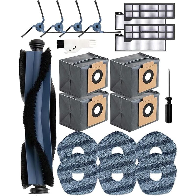 Lot de 21 accessoires pour robot aspirateur Eufy X10 Pro Omni, 1 brosse à rouleau, 4 brosses latérales, 4 sacs d&39aspirateur (