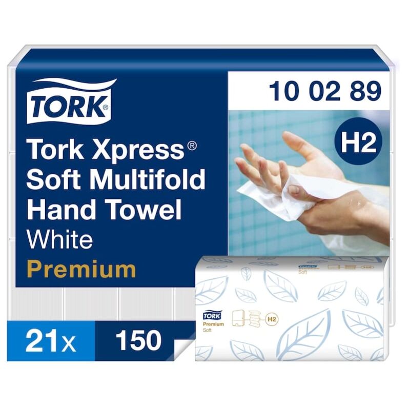 Xpress Essuie-mains interfolies doux blancs H2 (21x150) 100289 - Tork