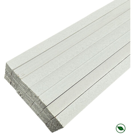 Lot de 21 tasseaux sapin du Nord prépeints blanc 2400 x 13 x 13 mm FSC