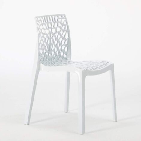 4 Chaises Polypropylène Table Blanc 90x90cm Horeca Dustin White