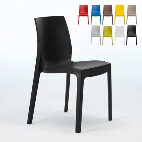 Lot de 22 Chaises Rome Grand Soleil en polypropylène empilables pour bar et café - Noir