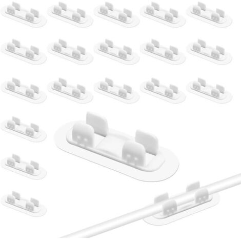 Lot de 22 Colliers de Serrage Auto-adhésifs, Clips Câbles Supports de Tuyau Clip de Tuyau en Plastique Collier Autocollant Clips de Tube Blancs pour la Fixation des Tuyaux d'eau et de Gaz