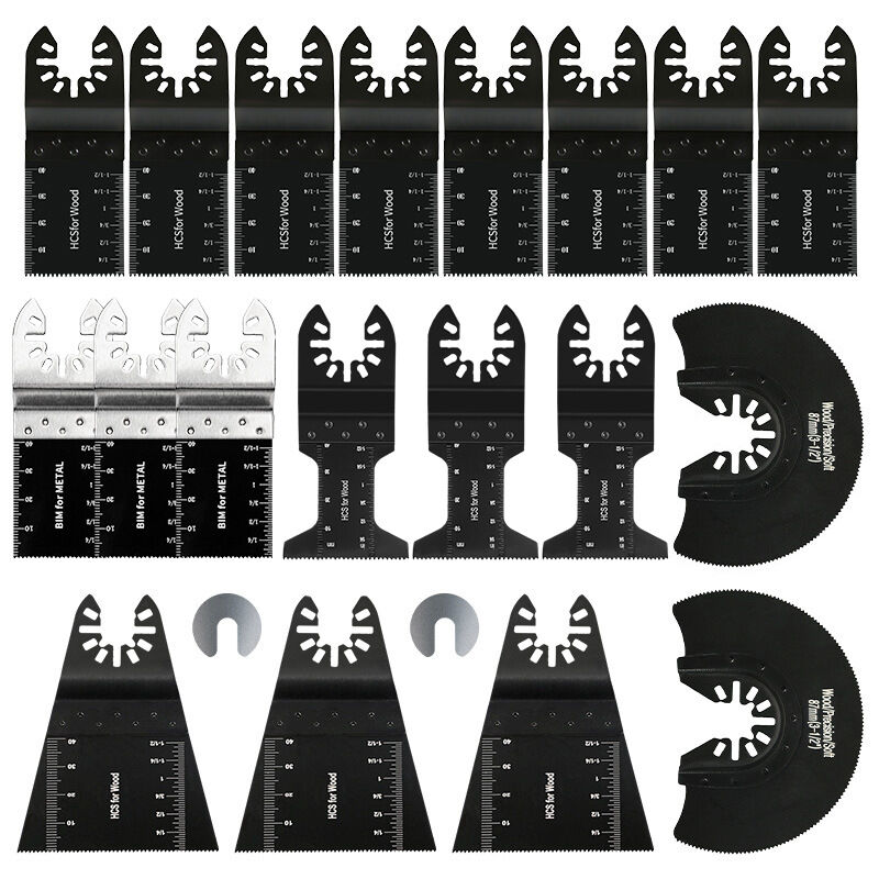Lot de 22 Lame de Scie Oscillante, Lames Oscillantes en bois et métal pour Plastique, Bois, Métal, Fein Multimaster, Milwaukee, Black&Decker, Ryobi,