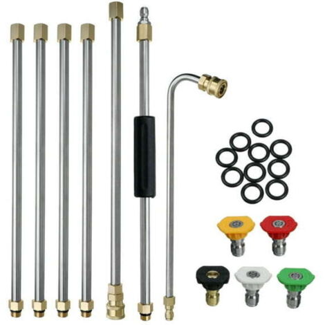 Lot de 22 lances de pulvérisation d'extension pour nettoyeur haute pression 1/4" avec joint torique de buse, baguette de pulvérisation d'extension pour nettoyeur haute pression 1/4"