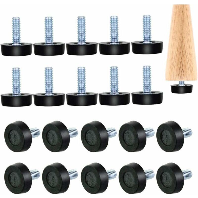 Lot de 22 pieds de nivellement - Réglables et de petite taille - Vis avec filetage M8 - 23 x 27mm - Idéaux pour meuble et chaise